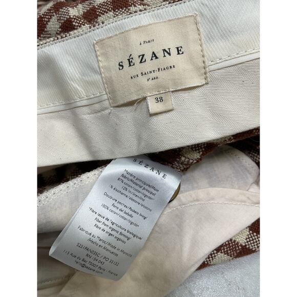 Sezane 'Martin' Brown Cotton Crop Trousers Size 38 - Picture 4 of 4